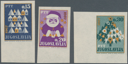 Jugoslawien: 1966 (25 Nov). New Year. Variety, Mint Never Hinged Set Of Three, IMPERF, All Three Mar - Ungebraucht