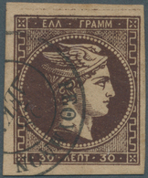 Kreta: 1881 GREEK POST OFFICE IN CRETE: "RETHYMNON 28.12.188?" Cds Clear Strike On 30 Lepta Large He - Crète