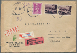 Kroatien: 1944. “JAKOB HVALKA” Business Envelope Despatched Registered Express To BERNE, Correct Rat - Croatia