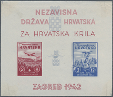 Kroatien: 1942 (25 Mar). Aviation Fund. Variety: Four Miniature Sheets, IMPERF, Ungummed, White Wove - Kroatien