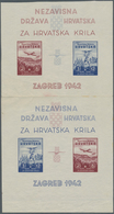 Kroatien: 1942 (25 Mar). Aviation Fund. 2K + 8K Claret And 3K + 12K Blue, IMPERF, Colours As The Iss - Croatia