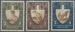 Kroatien: 1943 (17 Jan). Labour Front. Variety: 2K + 1K Sepia And Olive, 3K + 3K Sepia And Purple-br - Croatie