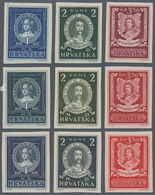 Kroatien: 1943, 1 K To 3.50 K. Famous Croats Imperforated And 6 Samples In Different Colors. - Croatie