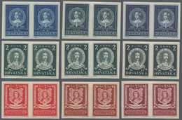 Kroatien: 1943 (7 June). Famous Croats.  COLOUR TRIALS . Set Of Three, IMPERF, Each Value In Fine Mi - Croatie