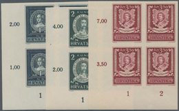 Kroatien: 1943 (7 June). Famous Croats. 1K Darkblue, 2K Olive-black And 3.50K Carmine-brown, Perf L1 - Croatie