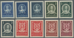 Kroatien: 1943 (7 June). Famous Croats. COLOUR TRIALS, 1K, 2K + 3K, All IMPERF, All Printed In THREE - Croatia