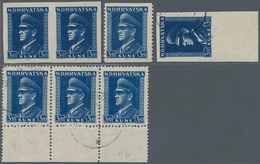 Kroatien: 1943, 3.50 K. Blue President Pavelic In Imperforate Double Piece, Single Stamp Horizontal - Croatia