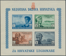 Kroatien: 1943 (1 July). Croat Legion Relief Fund. Variety: 1K + 0,50K Dark Blue, 2K + 1K Dark Green - Croatie