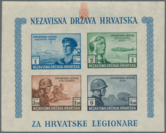 Kroatien: 1943, July 15th, Croat Legion Relief Fund, 1 K + 0,50 K Dark Blue, 2 K + 1 K Dark Green, 3 - Croatia