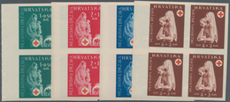 Kroatien: 1943 (3 Oct). Red Cross Fund. Set Of Ten, IMPERF, In Superb Mint Never Hinged Blocks Of Fo - Kroatien