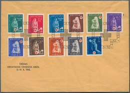 Kroatien: 1943, Red Cross As Unperforated Set In Horizontal Pairs. In Addition The Set On Philatelic - Kroatien