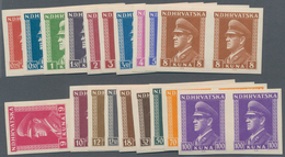 Kroatien: 1943-44. "Poglavnik", Dr. Ante Pavelic Definitive Issue. Proofs. Set Of Nineteen (without - Kroatien