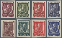 Kroatien: 1943, Brother Boskovic 3,50 And 12,50 K, 8 Imperforated Values In Various Colors, 5 Values - Croatia