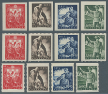 Kroatien: 1944 (20 Aug). Labour Front. 3.50K + 1K Scarlet, 12.50K + 6K Sepia, 18K + 9K Blue And 32K - Croatie