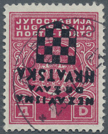Kroatien - Portomarken: 1941, 1 Din With Inverted Overprint, Used ÷ 1941, 1 Din Mit Kopfstehendem Au - Croatie