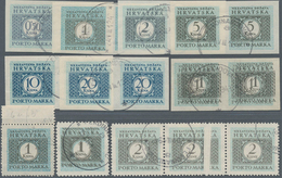 Kroatien - Portomarken: 1942, Numeral Drawing In Double Pieces Unperforated Used, In Addition 1 K Si - Kroatien