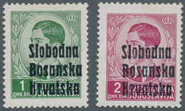 Kroatien - Lokalausgaben: Banja-Luka: 1941, "SLOBODNA BOSANSKA HRVATSKA" Overprint On 1d. Green And - Kroatië