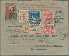 Lettland: 1920, 2 X 5 K Red And 20 K Orange Definitives, 50 K Rose And 1 R Blue "parliament" And Eac - Letland