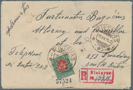 Lettland: 1922, Registered Cover, Opend At Three Sides, Stains, To USA Franked 5a Red And Blue-green - Letland