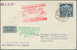 Lettland: 1933, 2 L. Coat Of Arms On Zeppelin Cover To 2nd Yourney To South America 1933 With Confir - Lettonie