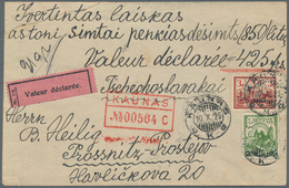 Lettland: 1925. Registered Value Declared Letter (425 Frs) To An Address In Czechoslovakia, Franked - Letland