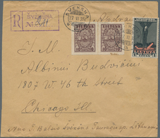 Lettland: 1935, Registered Cover, Left Side Shortend, To Chicago, ILL., Franked 10c Chocolate (SG 40 - Latvia