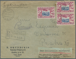 Lettland: 1940. Registered Letter To PRAGUE Franked 40c Dull Blue And Lilac-carmine (Michel 386, Sin - Latvia