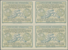 Lettland - Ganzsachen: Design "Madrid" 1920 International Reply Coupon As Block Of Four 50 Santimi L - Latvia