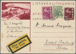 Lettland - Ganzsachen: 1940, 35c Brown-carmine Illustrated Stationery Card (Michel P25-07, Pozaislis - Latvia