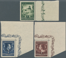 Liechtenstein: 1951/1952, Fürstenpaar, Eckrand Oben Rechts Sowie Schloß Vaduz 5 Fr. Vom Seitenrand, - Covers & Documents