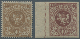 Litauen: 1919, Postage Stamps: Coat Of Arms Drawing 40 Sk In Grey-brown Instead Of Red-brown, Unused - Litauen