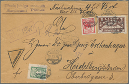 Litauen: 1929 Registered Cover Cash On Delivery Franked With 5 Centai Green, 60 Centai Red And 1 Lit - Litauen