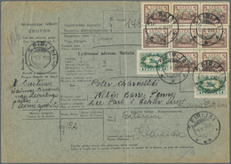 Litauen: 1932, Complete Parcel Despatch Form With Franking On Front/on Reverse (one Stamp Fallen Off - Litouwen