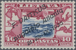 Litauen: 1935, 40 C With Overprint For The Atlantic Flight Of Feliksas Vaitkus, Signed And Foto-cert - Lituanie