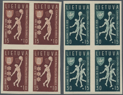 Litauen: 1939, Basketball Championship, 15c.+10c. Brown And 30c.+15c. Green, Each As Imperforate Blo - Litauen