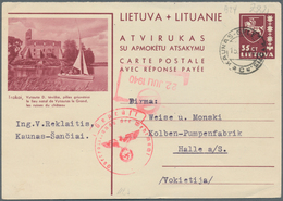 Litauen - Ganzsachen: 1940 Censored Postal Stationery Card With 35 Centai Brown Commercially Used Fr - Litauen