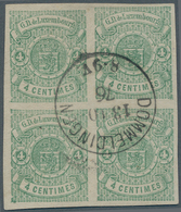 Luxemburg: 1874, 4 Cent. Coat Of Arms With Centric "DOMMELDINGEN 13/10 76". Certificate Balasse. - Other & Unclassified