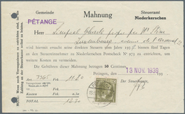 Luxemburg: 1926, 10 C Olive-green Charlotte, Single Franking On Reminder Form In German Language Fro - Other & Unclassified