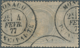 Monaco - Vorläufer: 1877 "Monaco" K2 A Frankreich 5 Fr Napolen, äußerst Selt. Monaco-Vorläufer Auf D - ...-1885 Prephilately