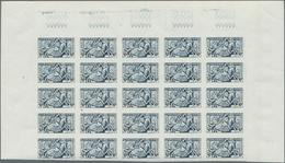 Monaco: 1951, Visiting Card Stamps Complete Set Of Five In IMPERFORATE Blocks Of 25 From Upper Margi - Oblitérés