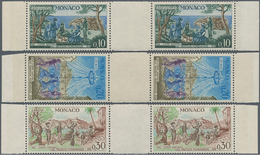 Monaco: 1973, National Heritage, 0.10fr. To 0.30fr., Three Values Each As (unfolded) Gutter Pairs, U - Used Stamps