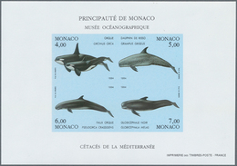 Monaco: 1992/1994, Whales And Dolphins Set Of Three Different IMPERFORATE Miniature Sheets, Mint Nev - Oblitérés