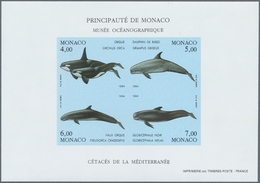 Monaco: 1992/1994, Whales And Dolphins Set Of Three Different IMPERFORATE Miniature Sheets, Mint Nev - Gebraucht