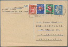 Monaco - Ganzsachen: 1955 Uprated Postal Stationery Card 12 Franc Blue From Monte Carlo To Karlsruhe - Postal Stationery