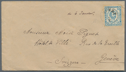 Montenegro: 1882. Envelope To Switzerland, Franked With Scarce INTERMEDIATE PRINTING 10 N Pale Blue, - Montenegro