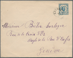 Montenegro: 1892, Envelope To Switzerland, Franked With SECOND PRINTING 10n Blue, Perf 12, Tied By S - Montenegro