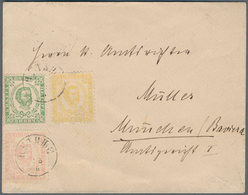 Montenegro: 1892, Envelope To Germany Franked With Second Printing 2n And 3n With Third Printing 7n - Montenegro