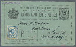 Montenegro - Ganzsachen: 1894. 5 N Black/bluish Prince Nicholas Stationery Card To An Address In WUE - Montenegro