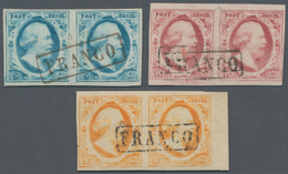Niederlande: 1852, 5 Cent, 10 Cent Und 15 Cent Freimarken Ausgabe, Je Voll Bis Breitrandige Waagerec - Autres & Non Classés