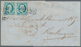 Niederlande: 1863, 5c Blau (Mi.Nr.1) Im Vollrandigen Paar Auf Prachtbrief Von DELFT Nach Harlingen - Other & Unclassified